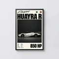 Vintage Pagani Huayra R Print, Supercar Wall Art