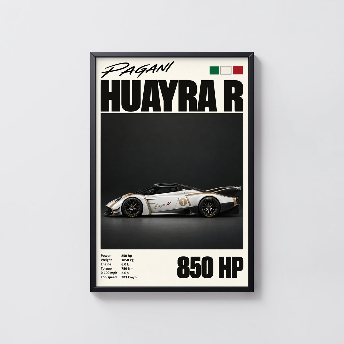 Vintage Pagani Huayra R Print, Supercar Wall Art