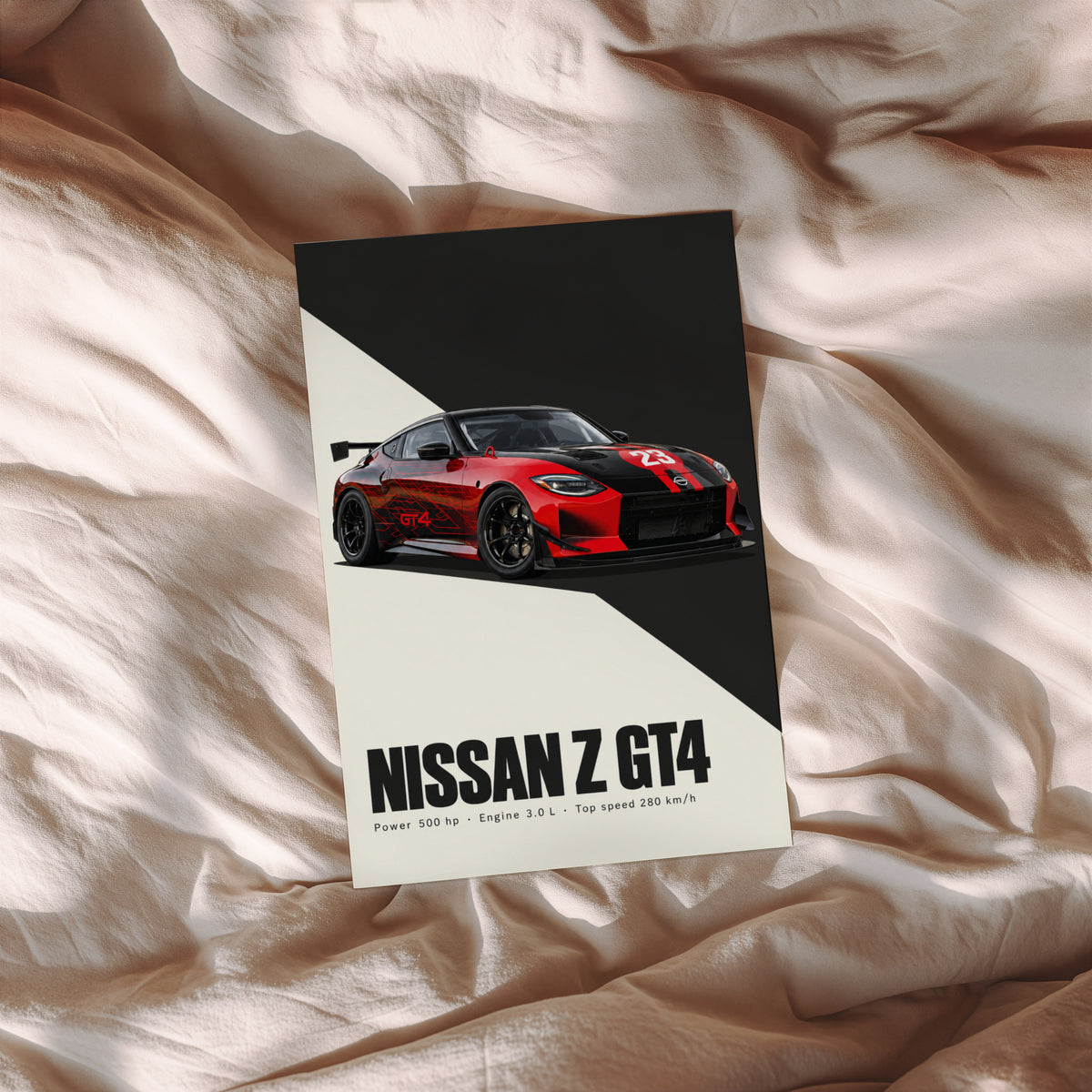 Vintage Nissan Z GT4 Print, Racing Car Wall Art