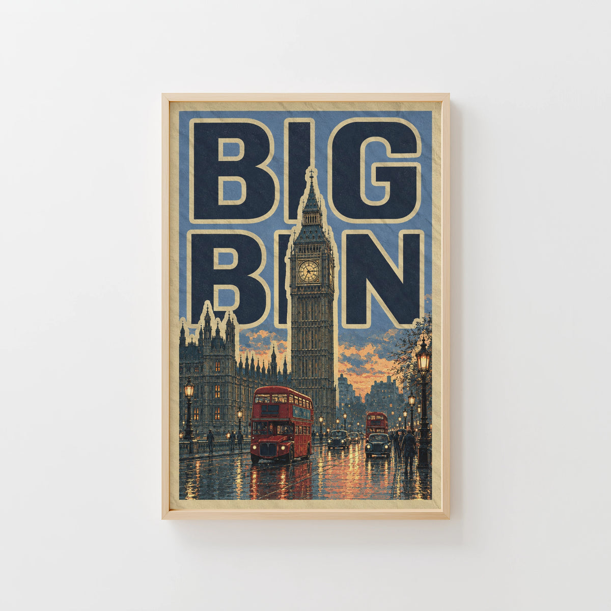 Vintage Big Ben Poster, London Wall Art, Westminster Print
