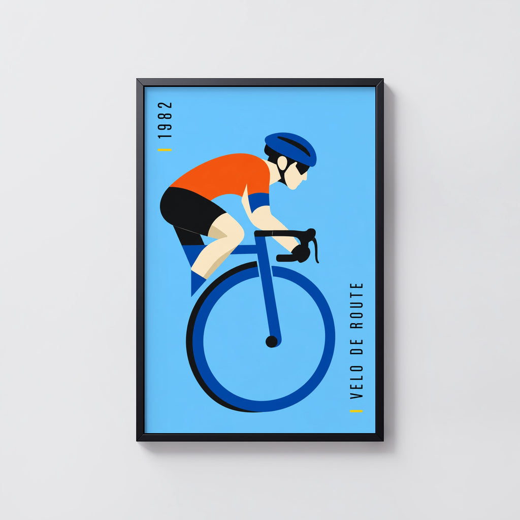 Vintage Cycling Poster, Road Cyclist Print, Wall Art