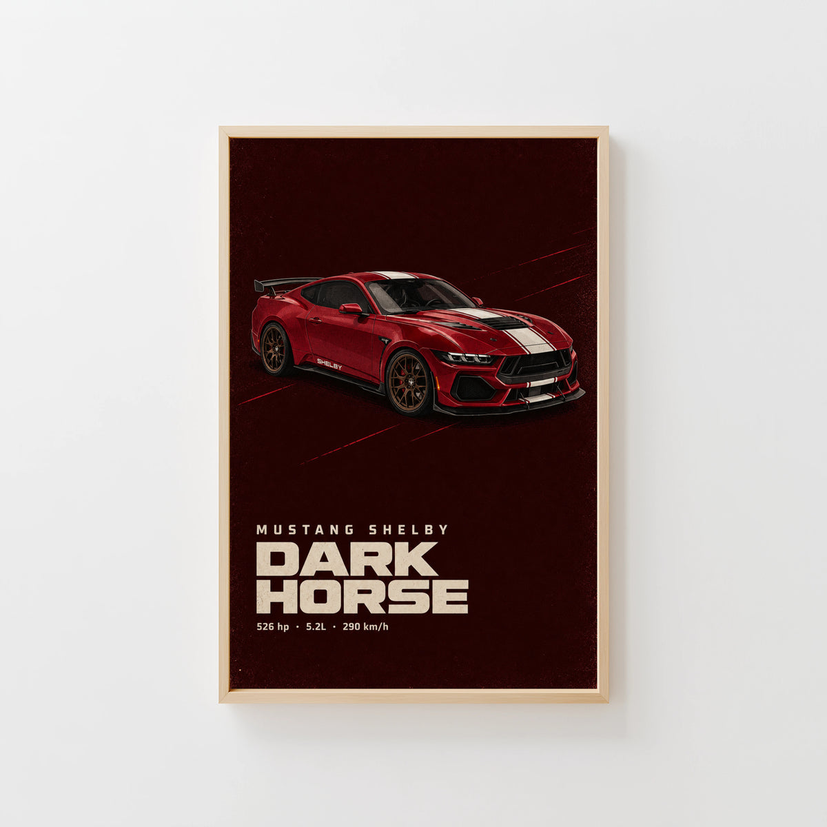 Vintage Mustang Shelby Dark Horse Print, Car Art