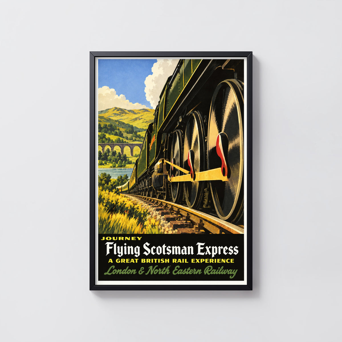 Vintage Flying Scotsman Train Print Poster, Rail Art