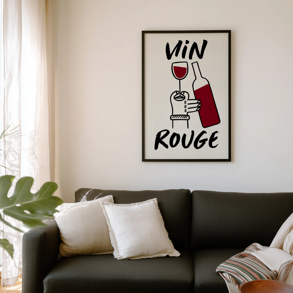 Vintage Vin Rouge Print Poster, Red Wine Kitchen Art