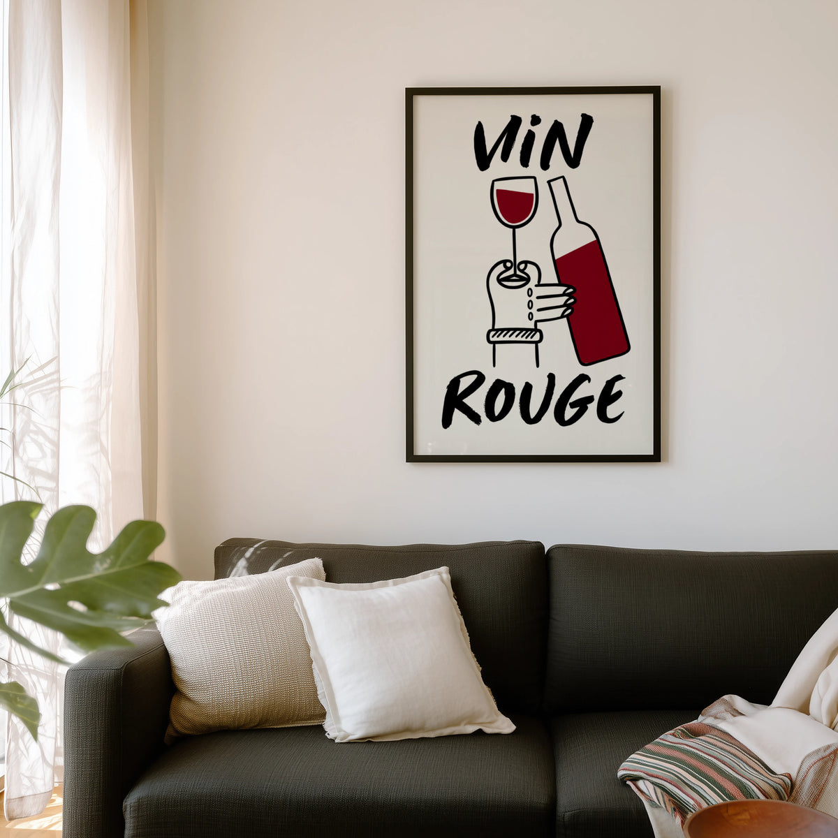 Vintage Vin Rouge Print Poster, Red Wine Kitchen Art