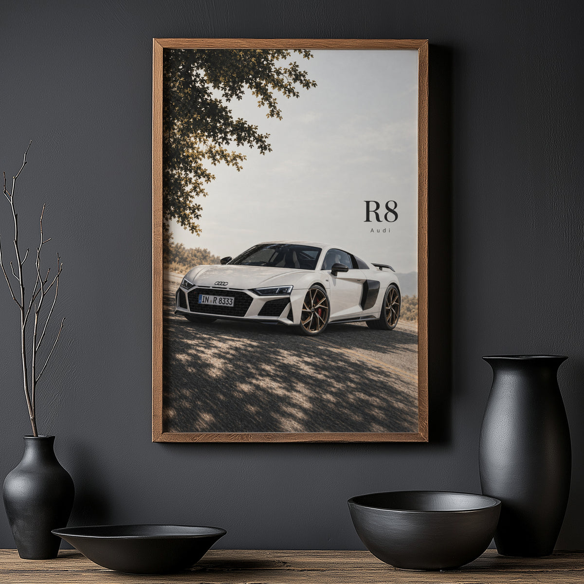 Vintage Audi R8 Car Print, Supercar Wall Art