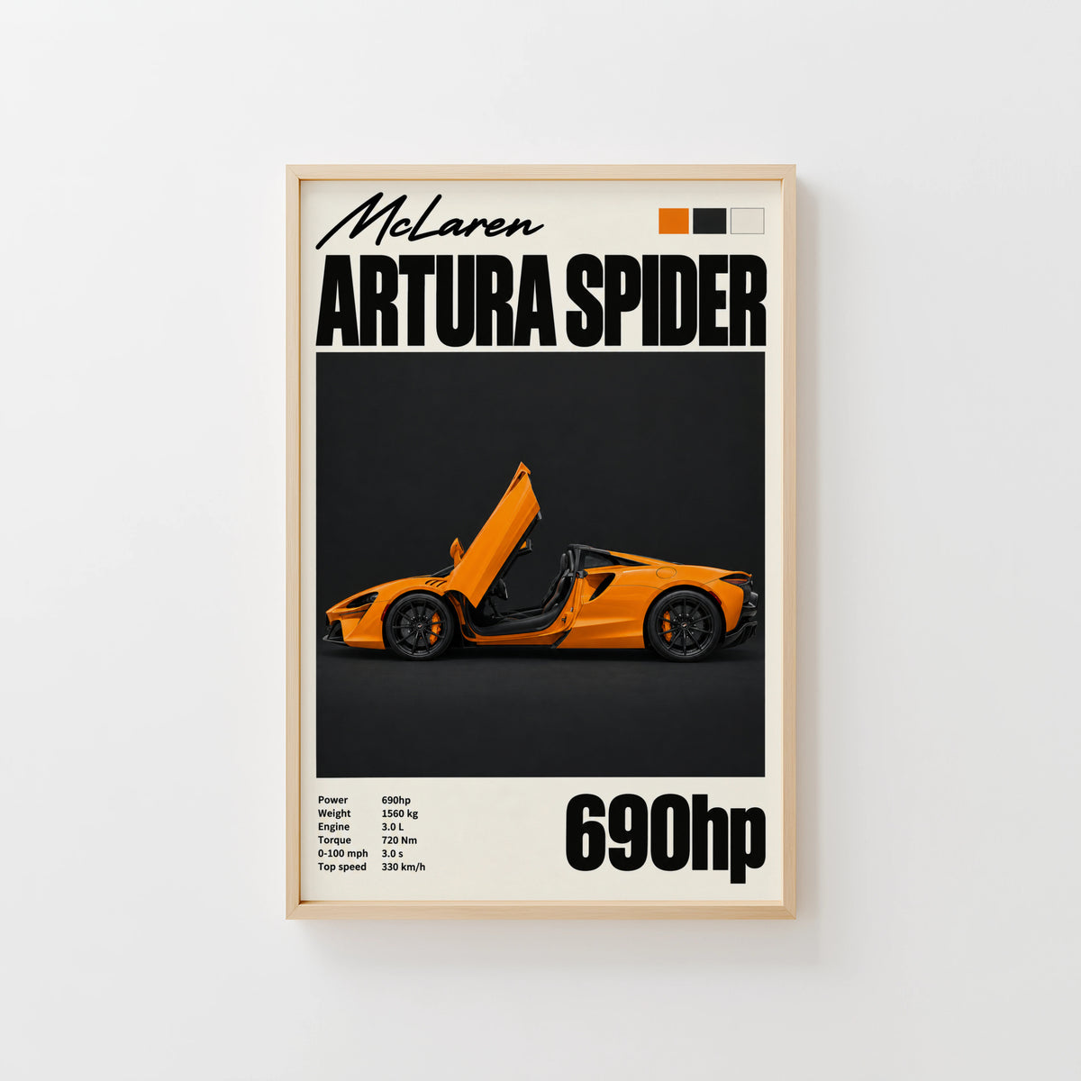 Vintage McLaren Artura Spider Print, Car Wall Art