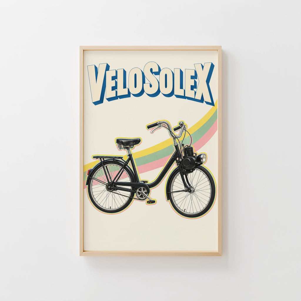 Vintage Velosolex Poster, Moped Wall Art, Cycling Print