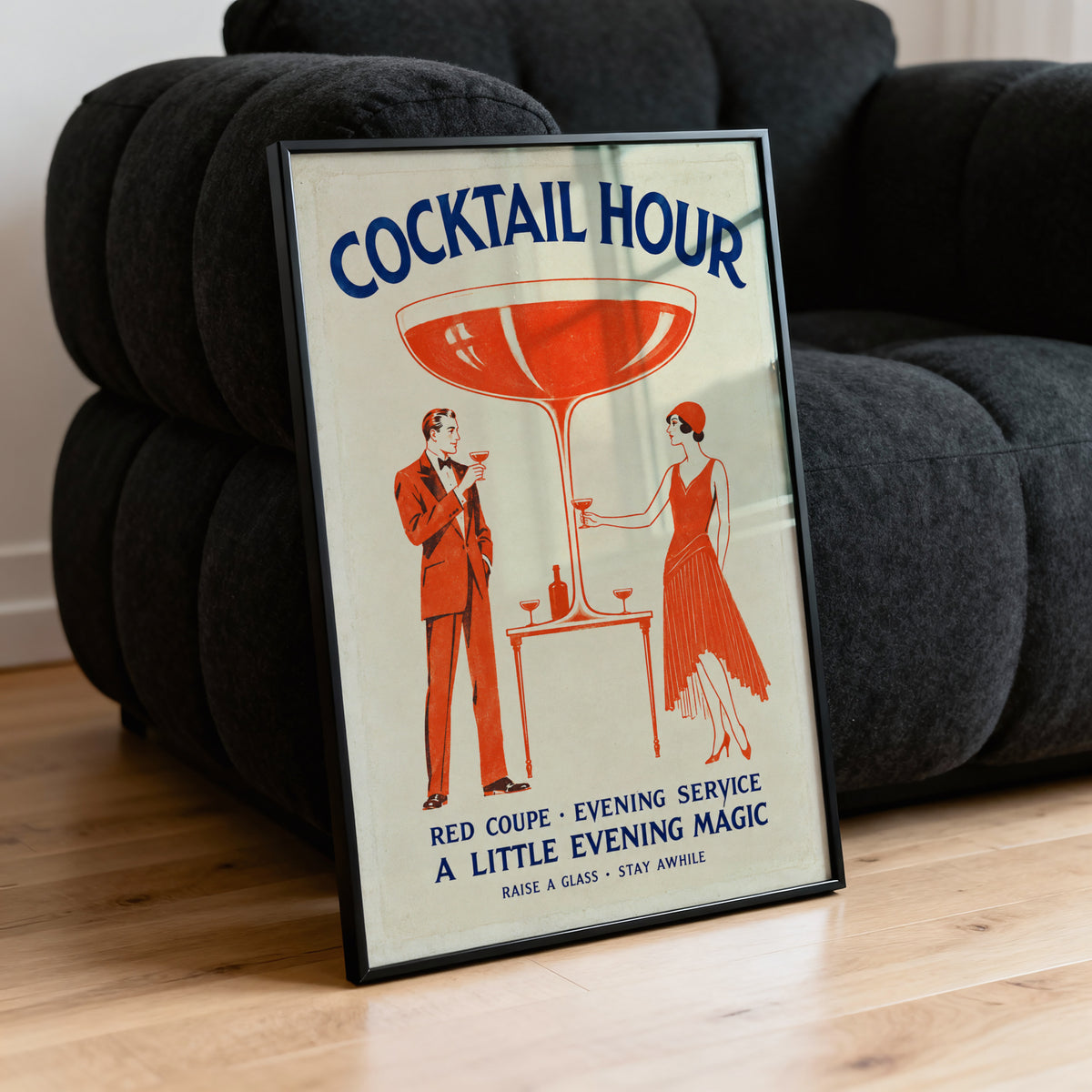 Vintage Cocktail Hour Print Poster, Art Deco Bar Art