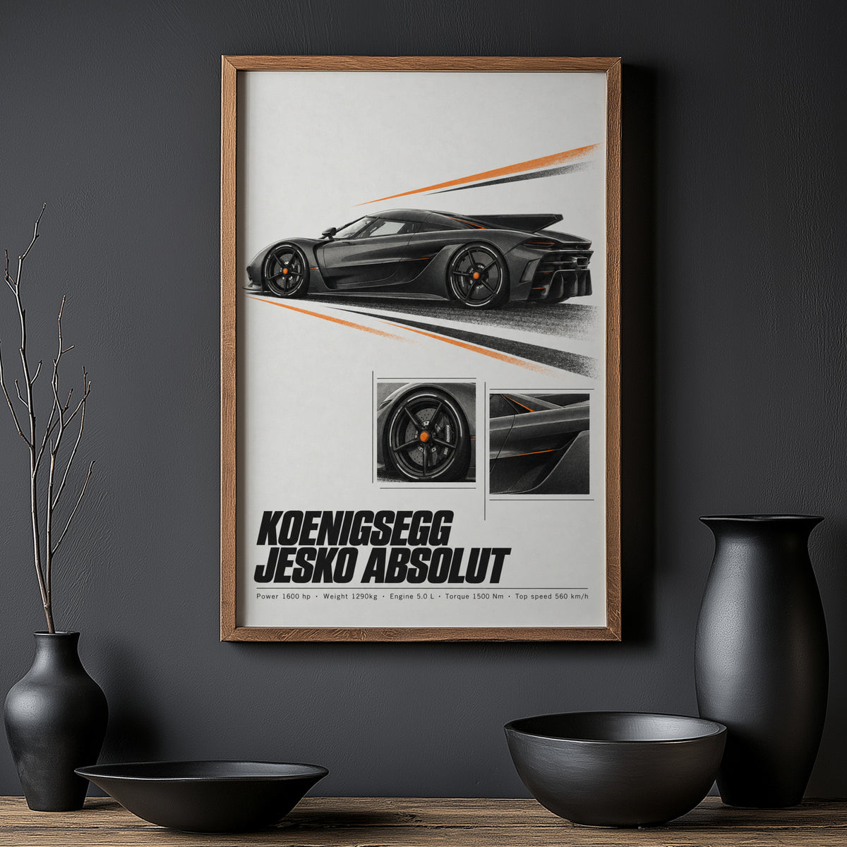 Vintage Koenigsegg Jesko Absolut Print, Hypercar
