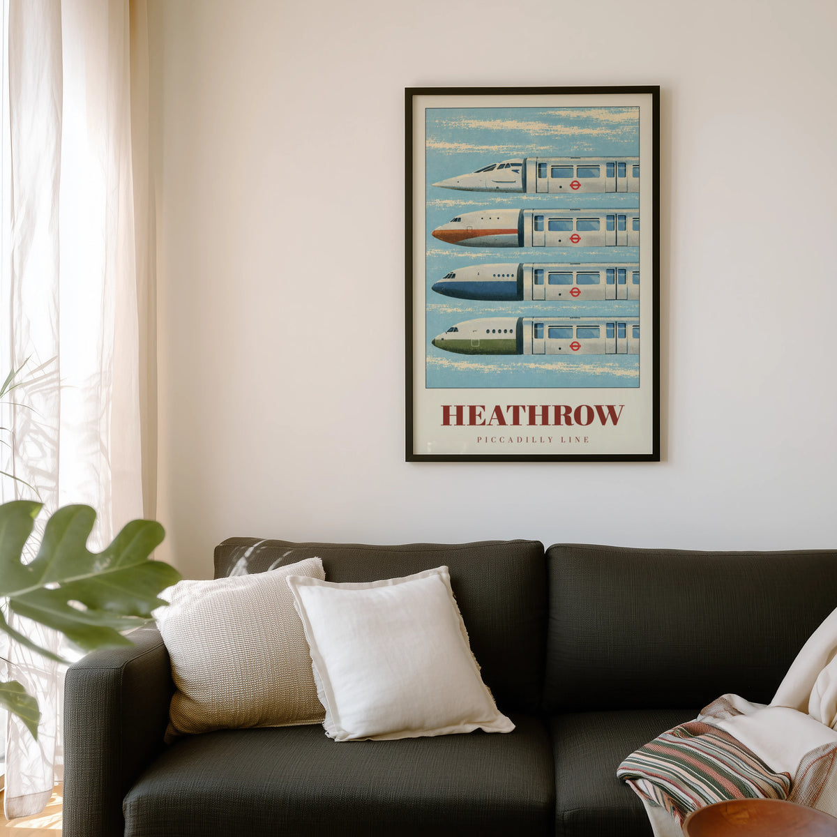 Vintage Heathrow Poster, Piccadilly Line London Print