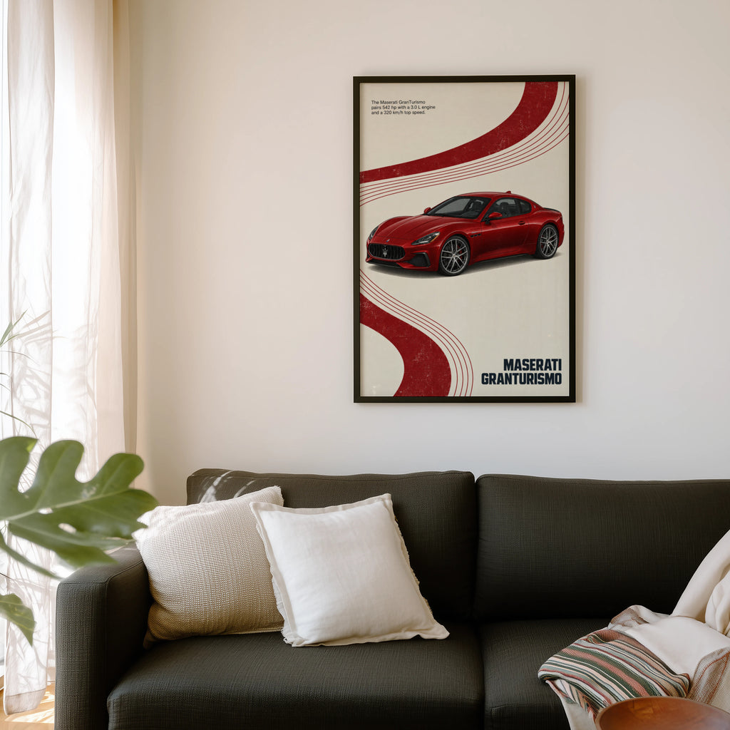 Vintage Maserati GranTurismo Print, Car Wall Art
