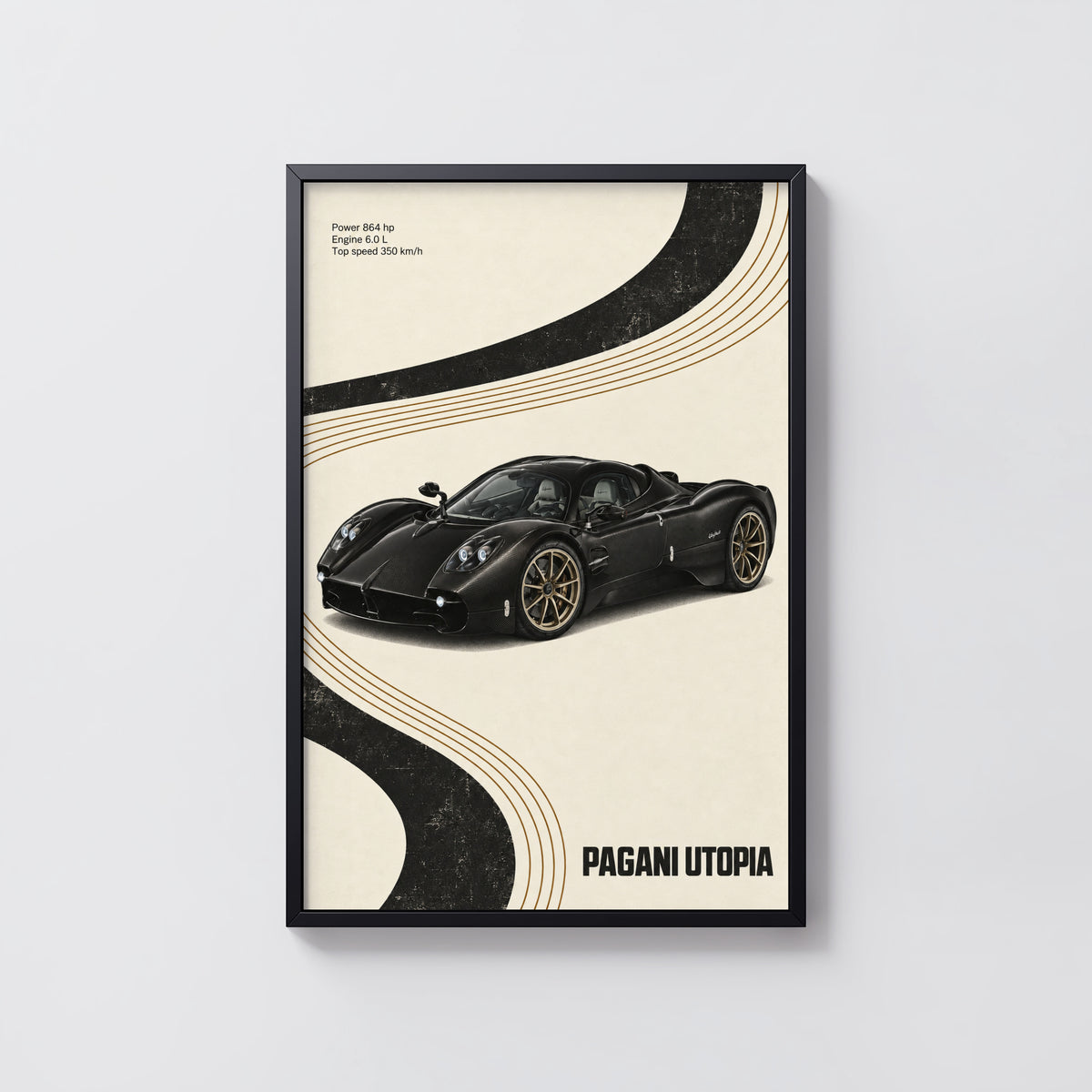 Vintage Pagani Utopia Print, Hypercar Wall Art