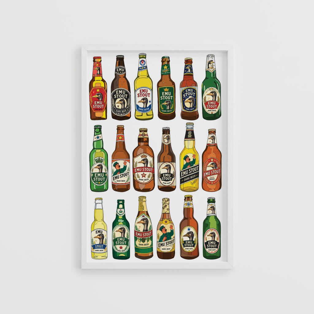 Vintage Emu Stout Beer Print and Poster, Dark Beer Art