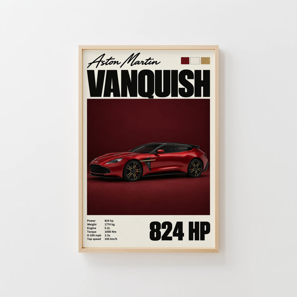 Vintage Aston Martin Vanquish Print, Car Wall Art