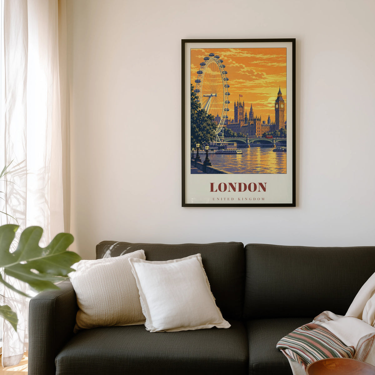 Vintage London Poster, Skyline Wall Art, Big Ben Print
