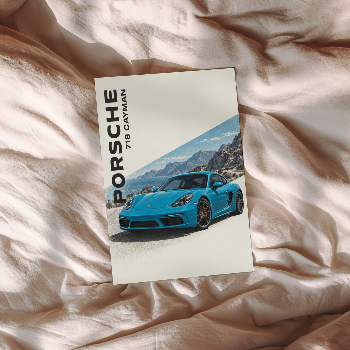 Vintage Print, Porsche 718 Cayman Coastal Wall Art