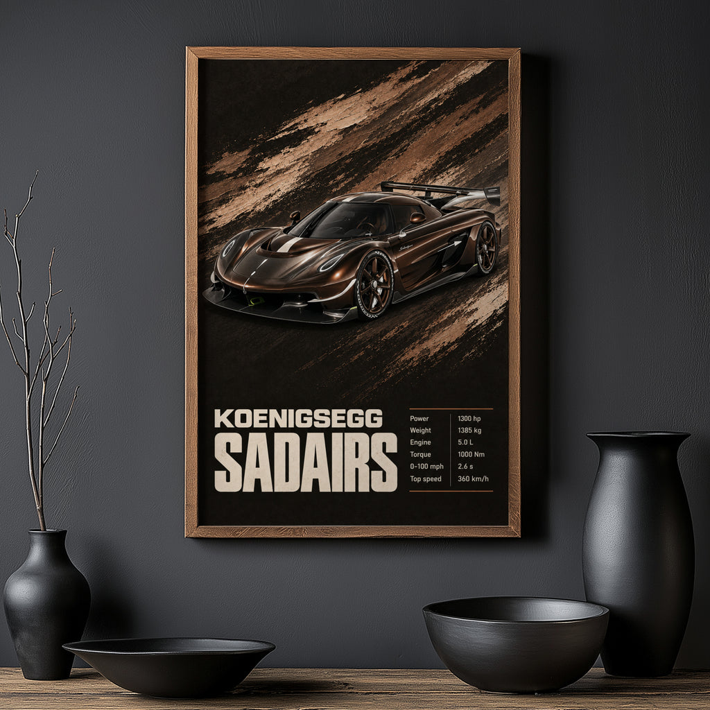 Vintage Koenigsegg Sadairs Print, Hypercar Wall Art