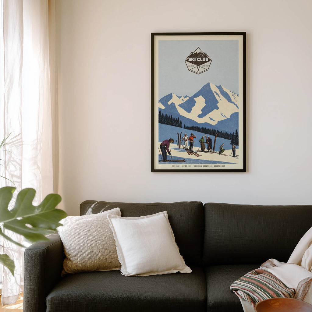 Vintage 1932 Ski Club Alpine Tour Print, Poster