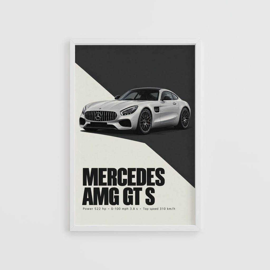 Vintage Mercedes AMG GT S Print, Car Wall Art