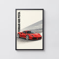Vintage Ferrari 488 Pista Print, Supercar Wall Art