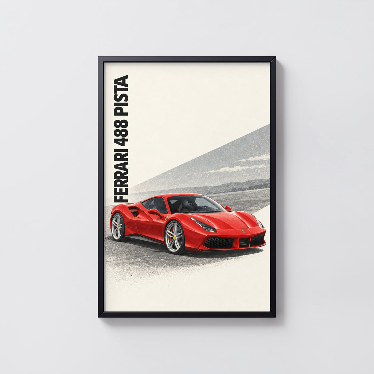 Vintage Ferrari 488 Pista Print, Supercar Wall Art