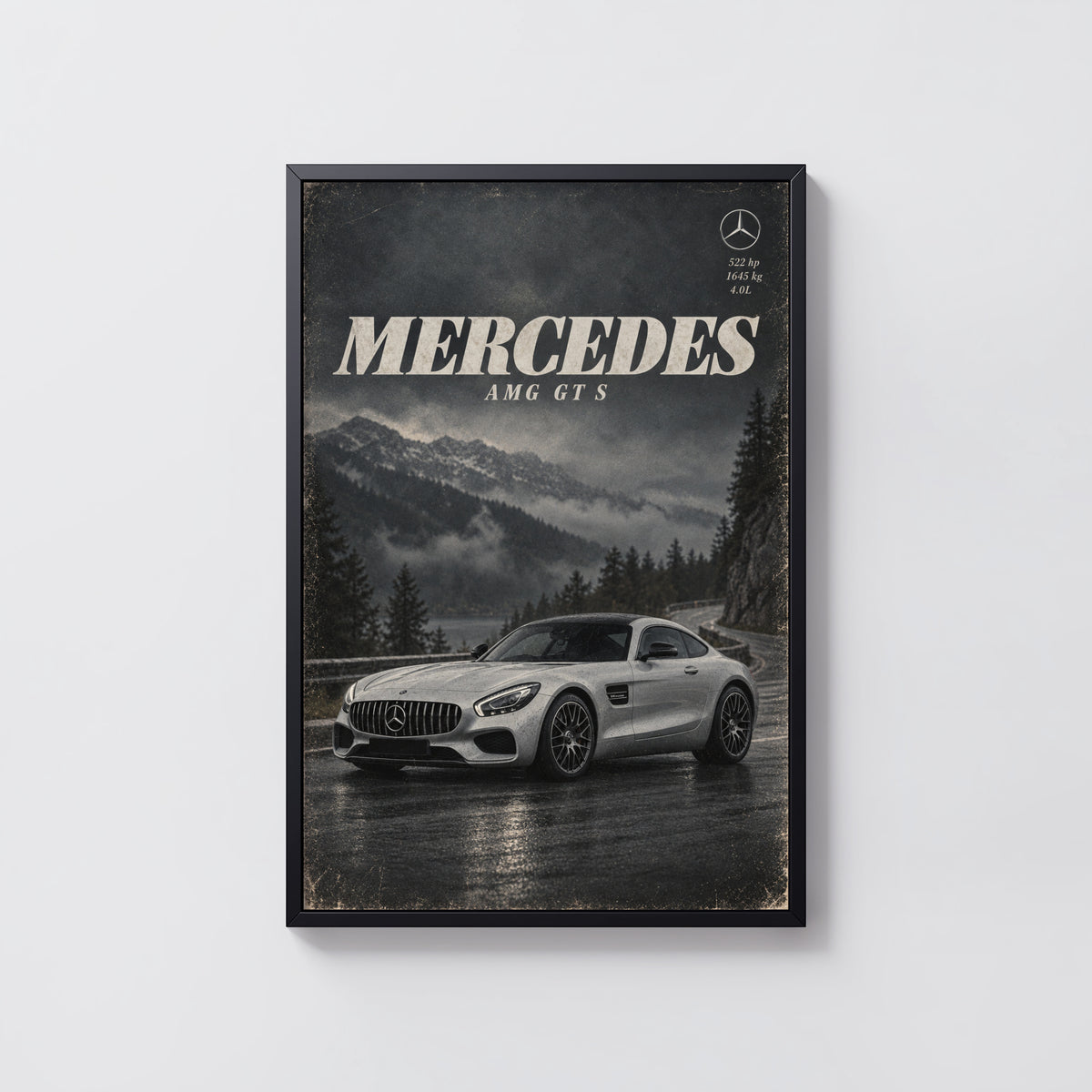 Vintage Mercedes AMG GT S Print, Car Wall Art