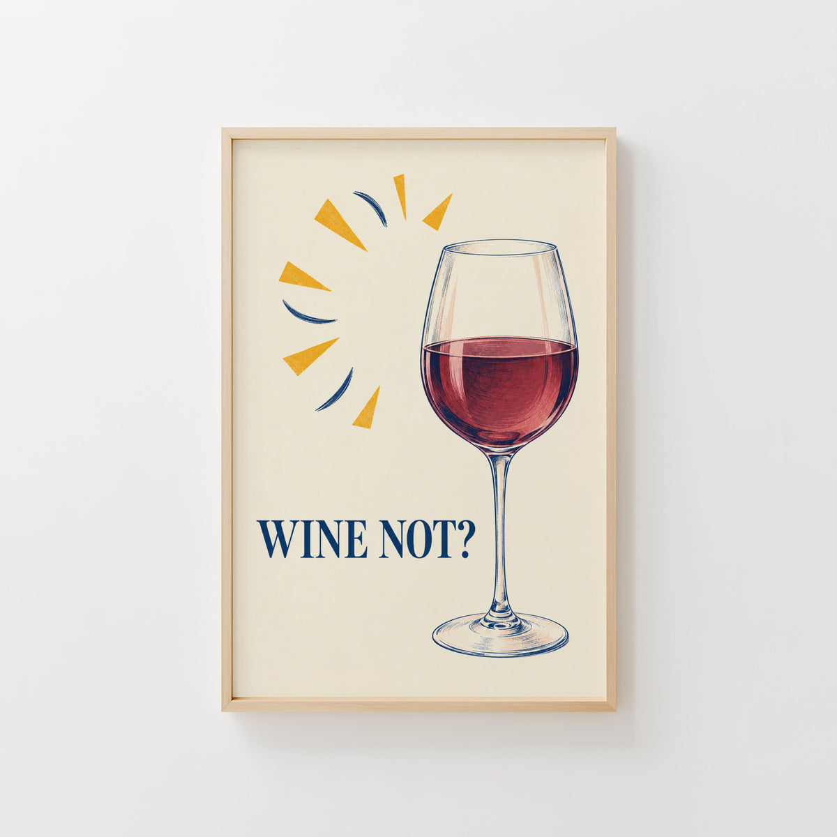 Vintage Wine Print Poster, Red Wine Glass Wall Art