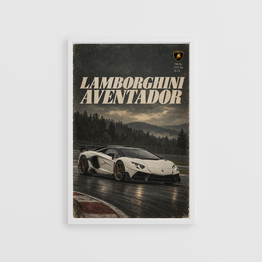 Vintage Lamborghini Aventador Print, Supercar Poster