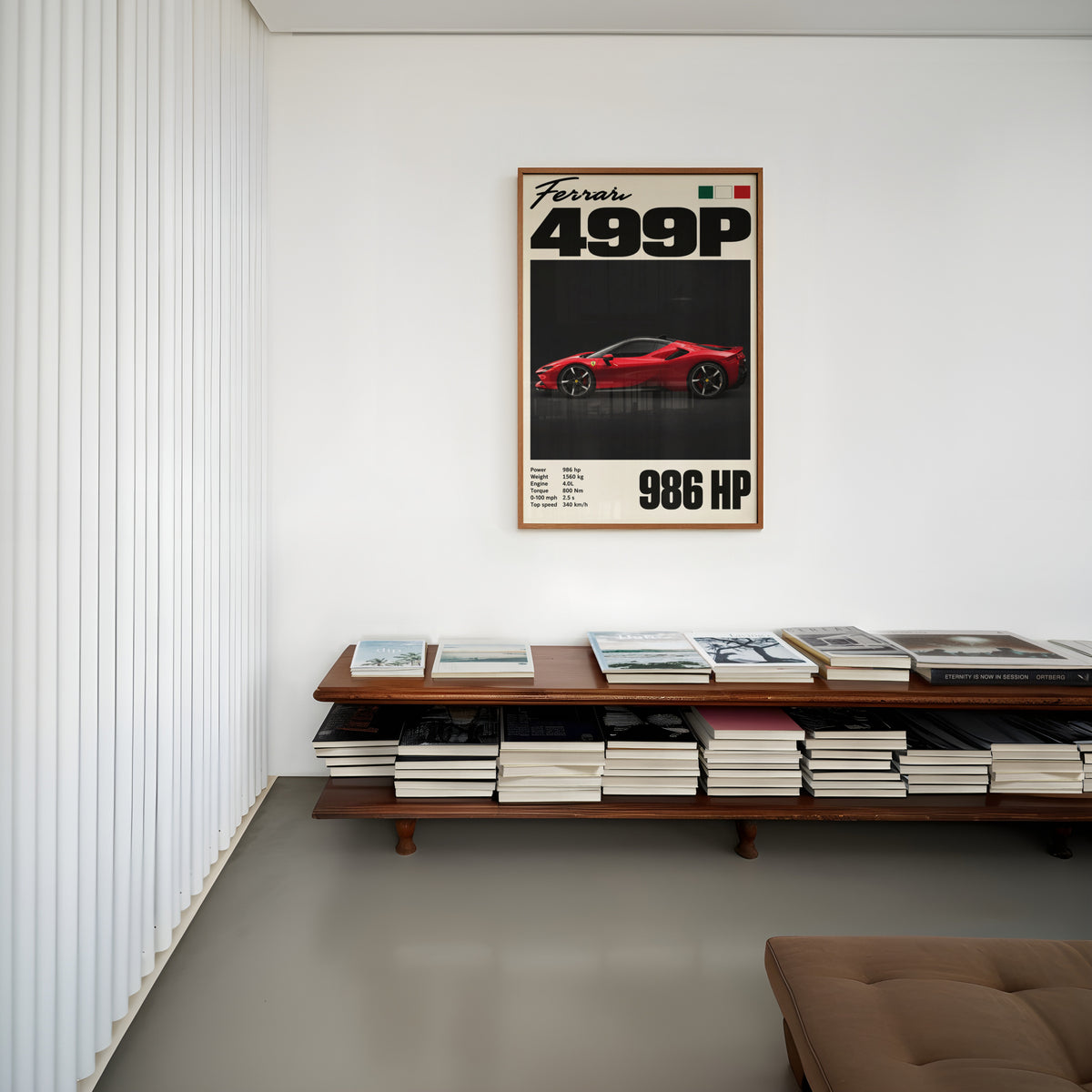 Vintage Ferrari Print, Red Supercar Wall Art