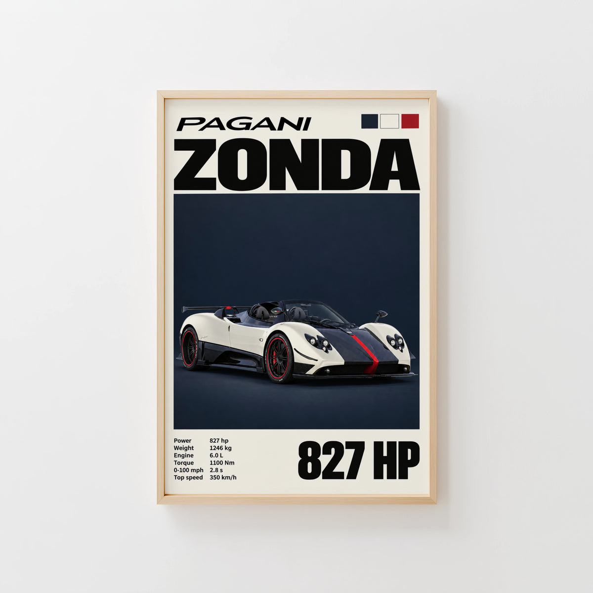 Vintage Pagani Zonda Print, Supercar Wall Art