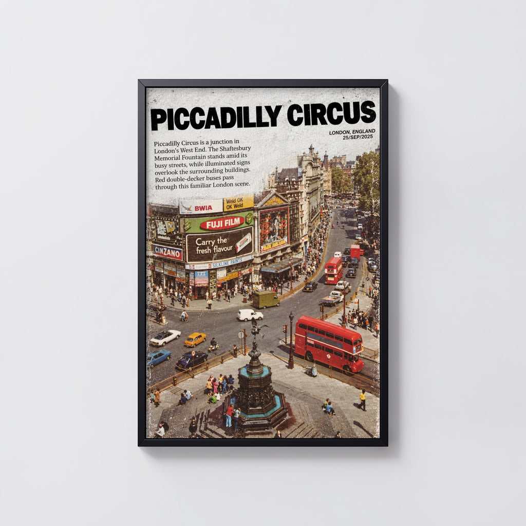 Vintage Piccadilly Circus London Poster, Retro Wall Art