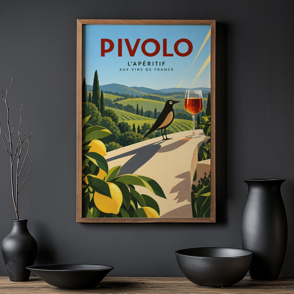 Vintage French Aperitif Poster, Vineyard Wall Art, Print