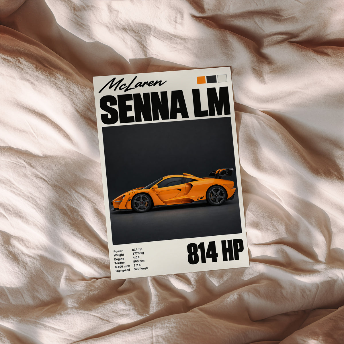 Vintage McLaren Senna LM Print, Supercar Wall Art