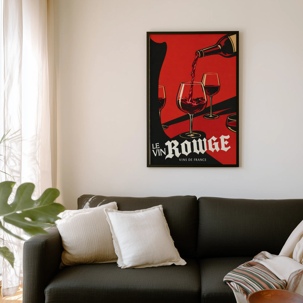 Vintage Red Wine Print Poster, French Wall Art