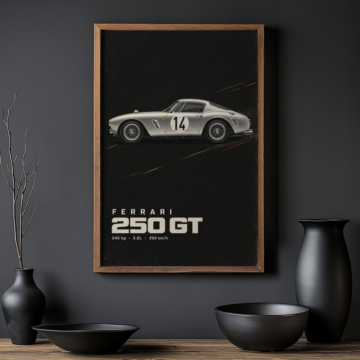 Vintage Ferrari 250 GT Print, Racing Car Poster