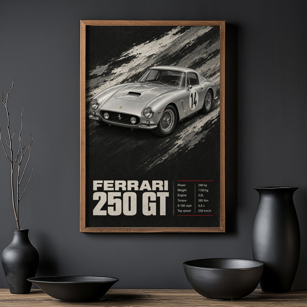 Vintage Ferrari 250 GT Print, Car Wall Art