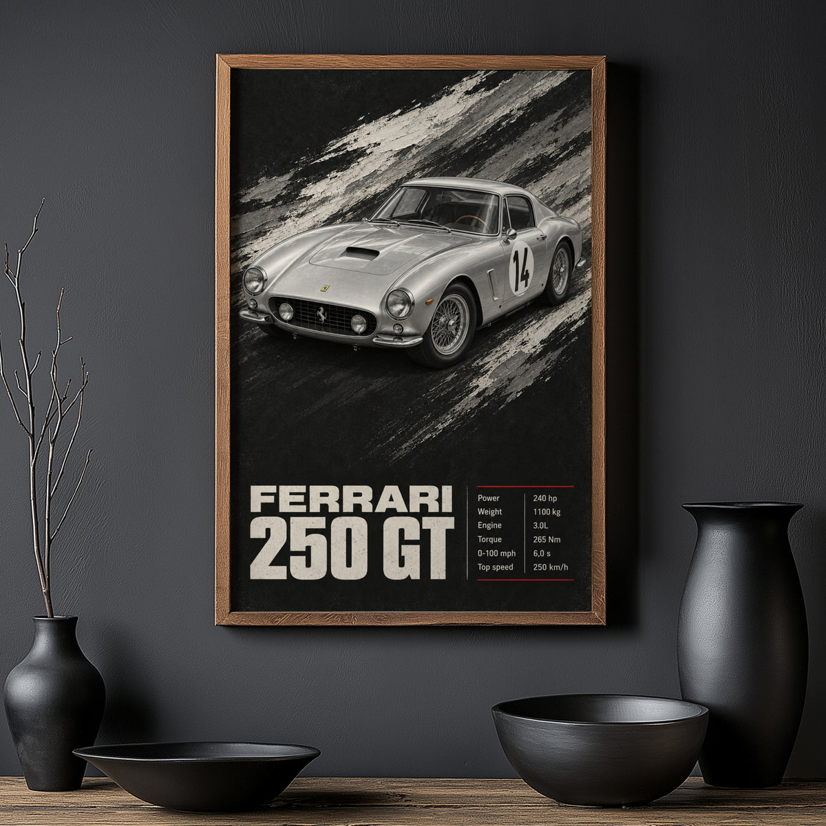 Vintage Ferrari 250 GT Print, Car Wall Art