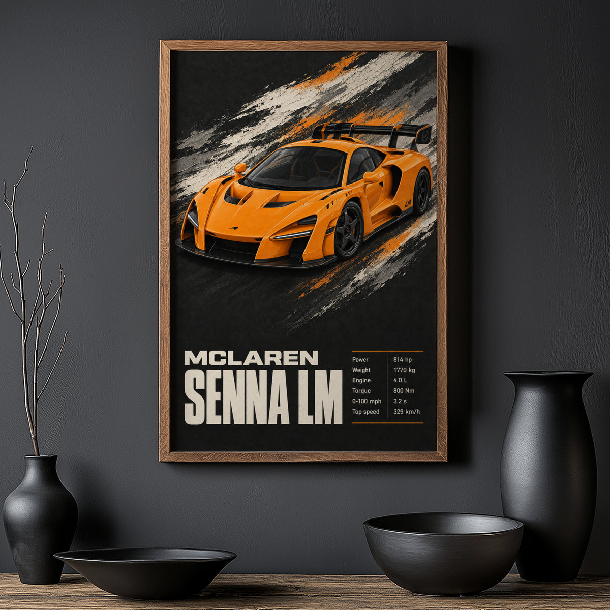 Vintage McLaren Senna LM Print, Supercar Wall Art