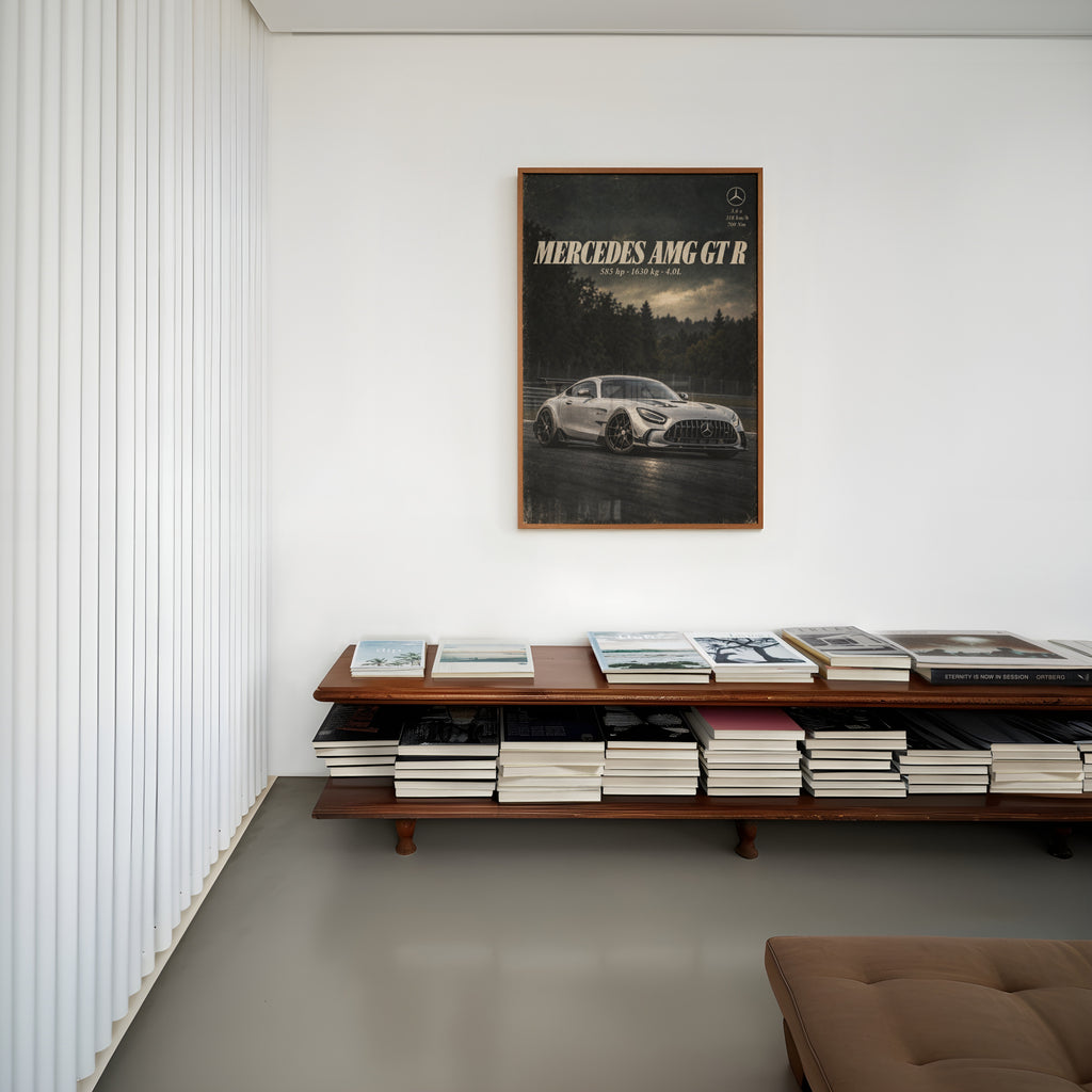 Vintage Mercedes AMG GT R Print, Car Poster, Garage Art