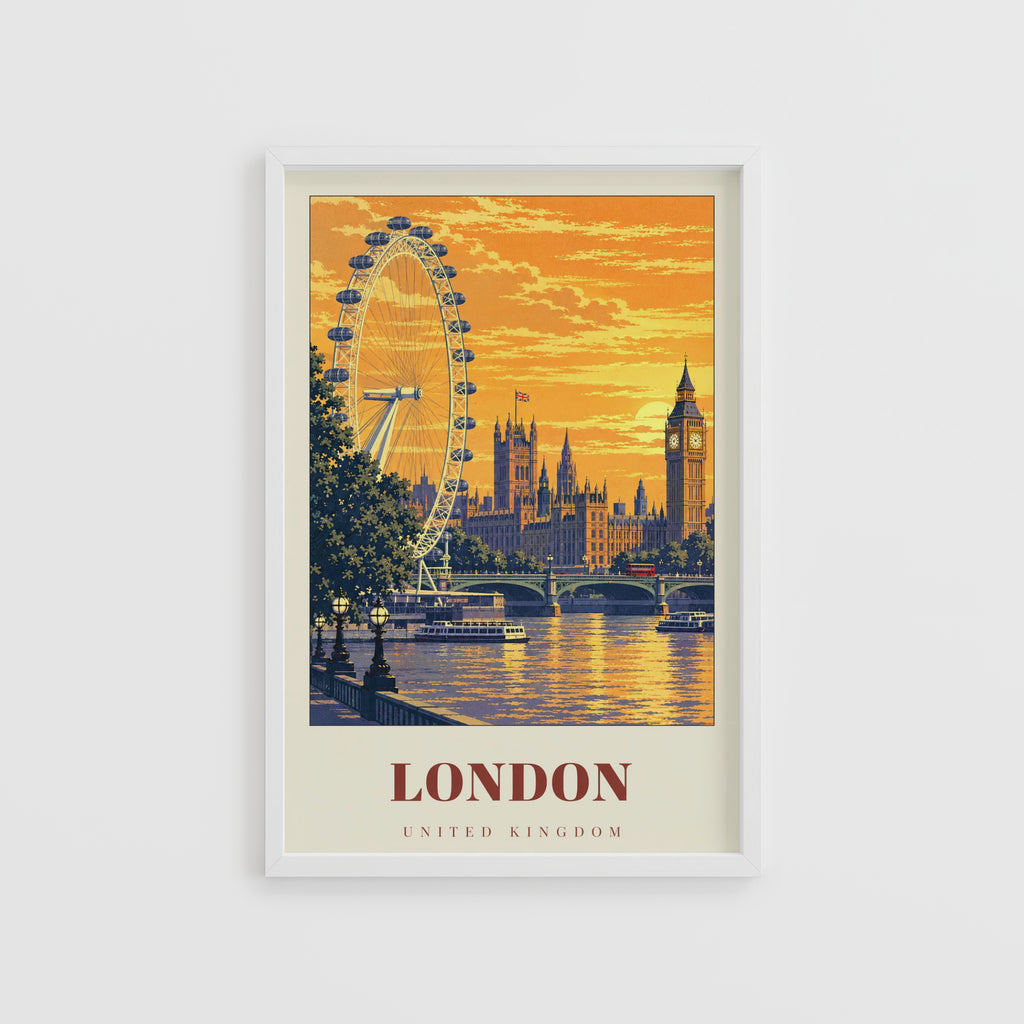 Vintage London Poster, Skyline Wall Art, Big Ben Print