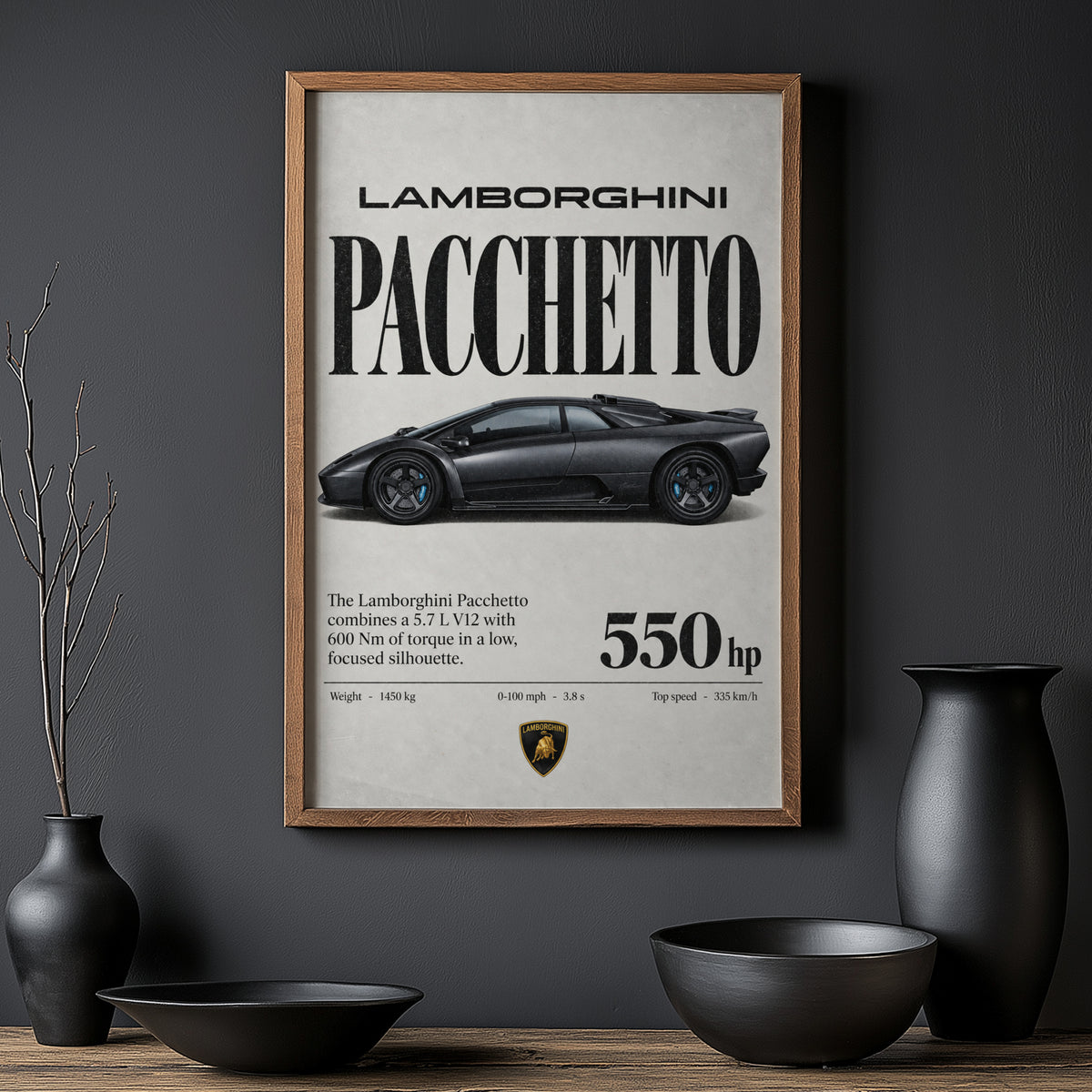 Vintage Lamborghini Print, Supercar Wall Art