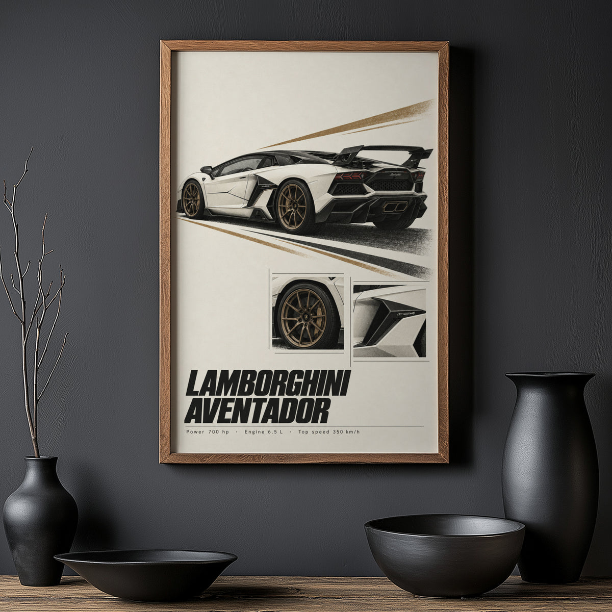 Vintage Lamborghini Aventador Print, Car Poster