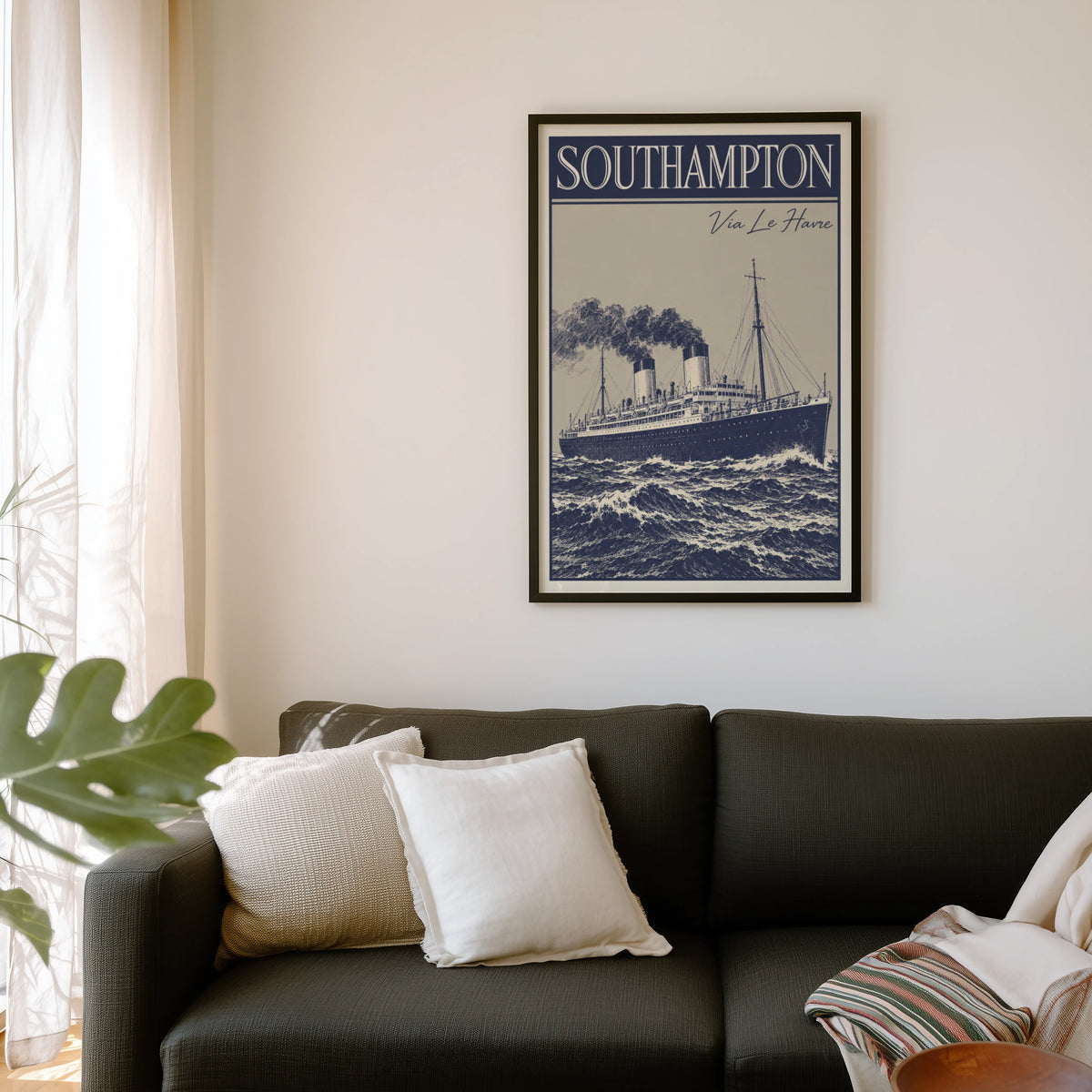 Vintage Southampton Ocean Liner Poster, Steamship Wall Art