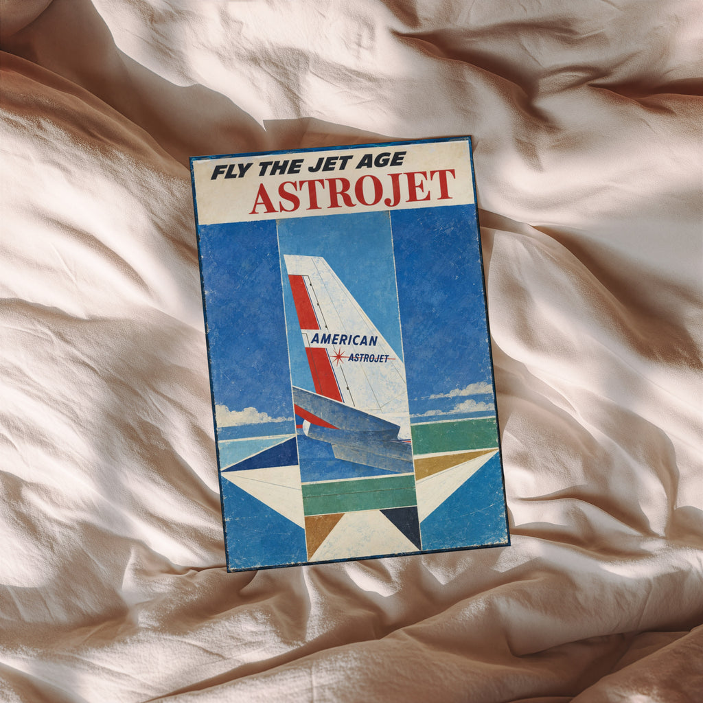 Vintage Airline Poster, Jet Age Wall Art, Aviation Print