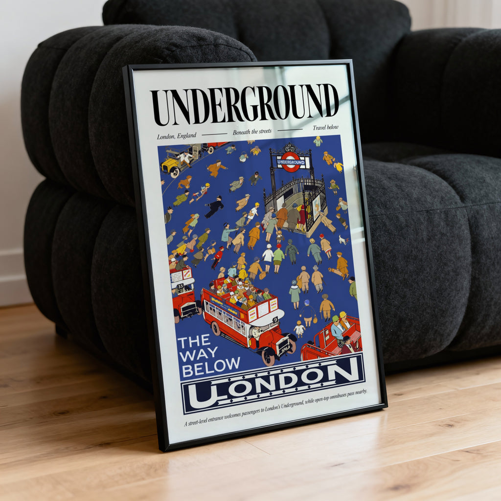 Vintage London Underground Poster, Retro Travel Wall Art