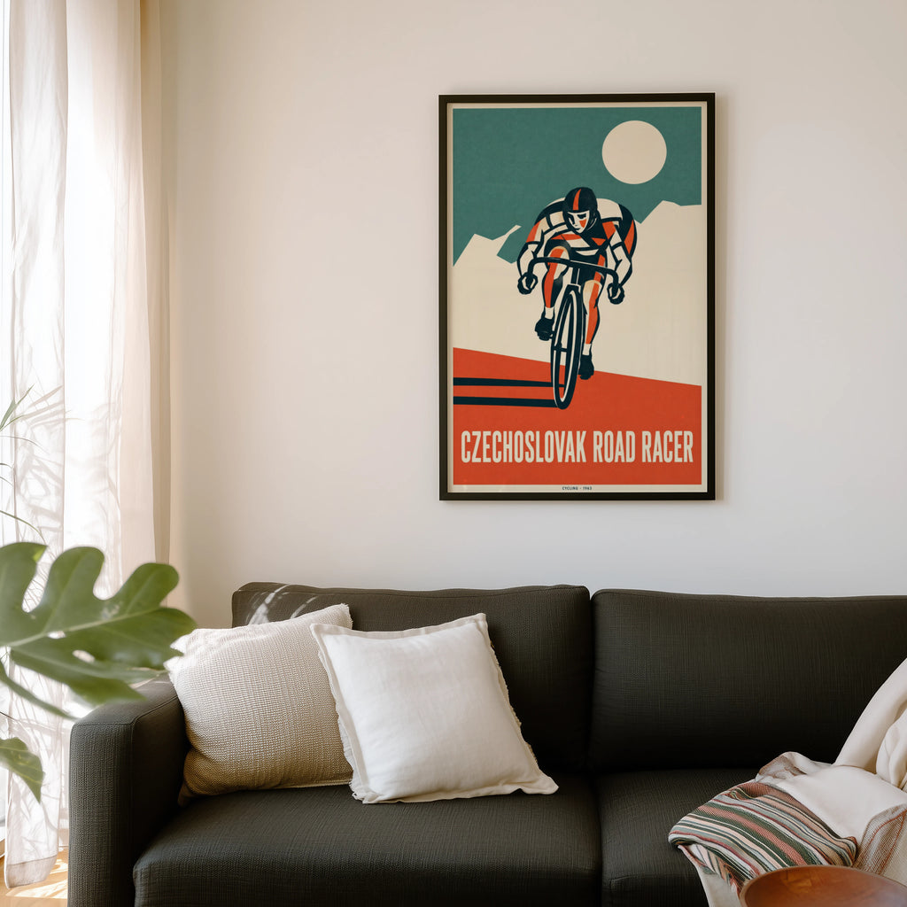 Vintage Cycling Poster, Road Racer Print, Wall Art