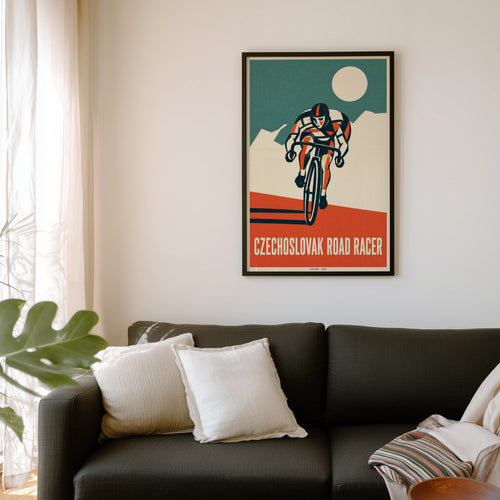 Vintage Cycling Poster, Road Racer Print, Wall Art