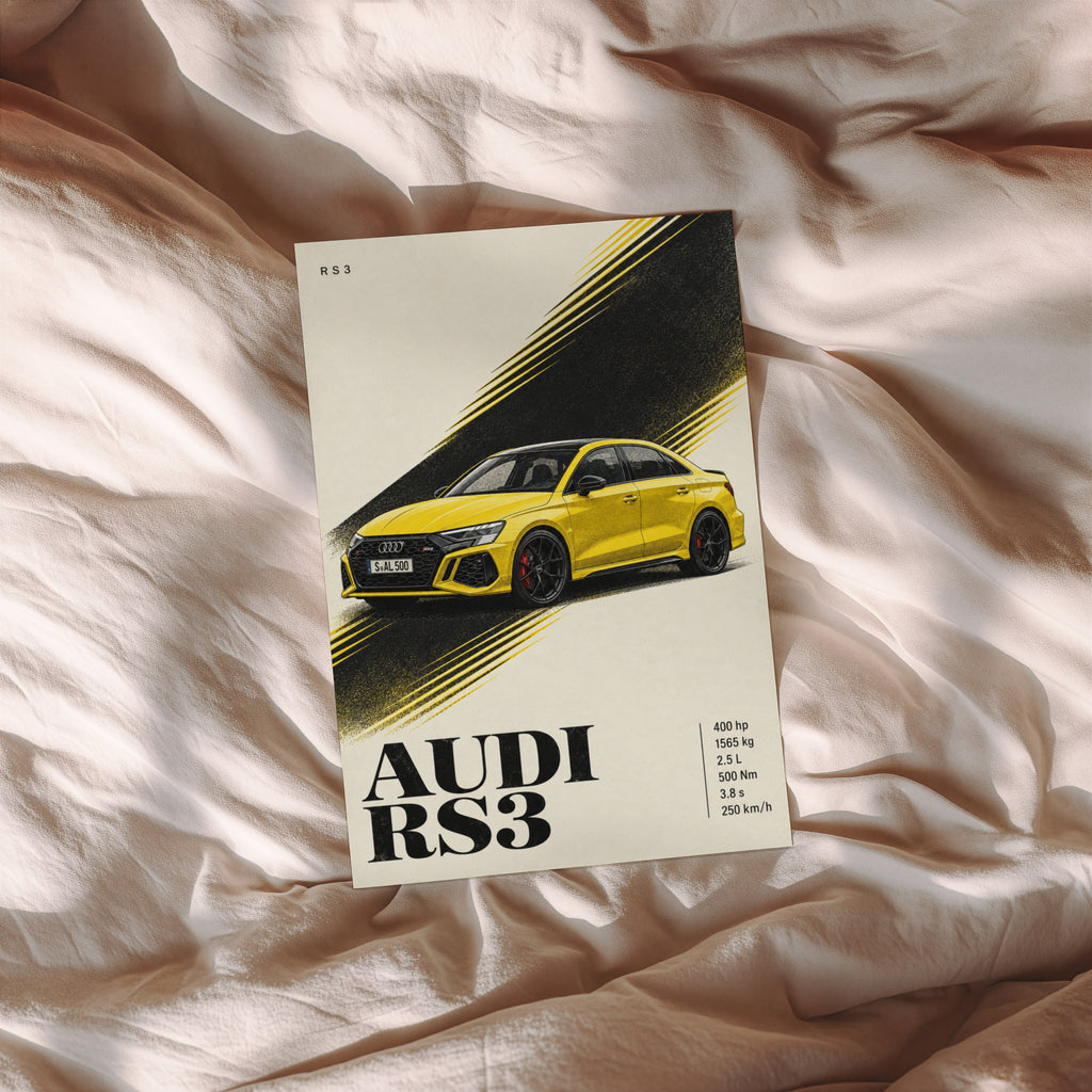 Vintage Audi RS3 Car Print, Wall Art