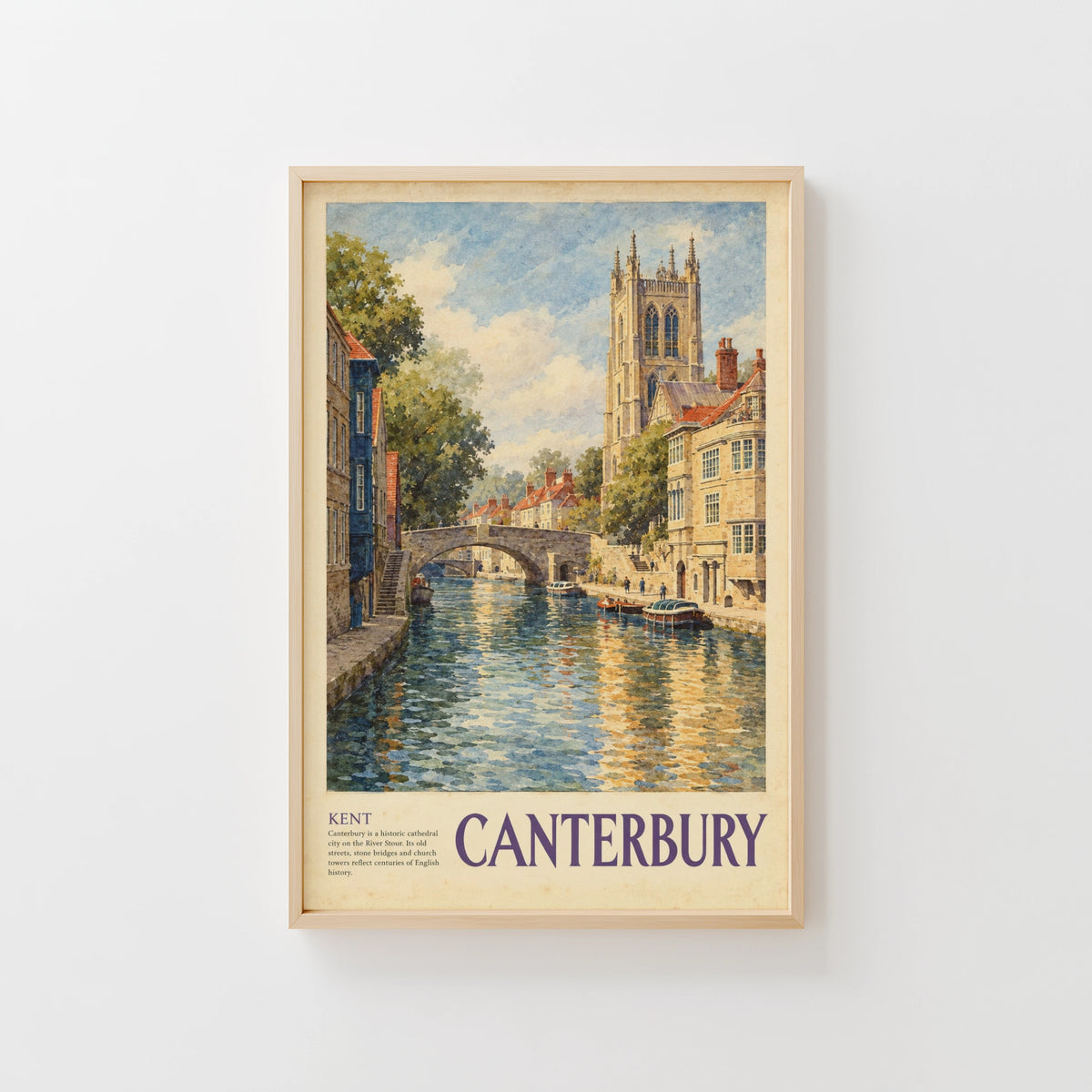 Vintage Canterbury Poster, Kent River Stour Wall Art Print
